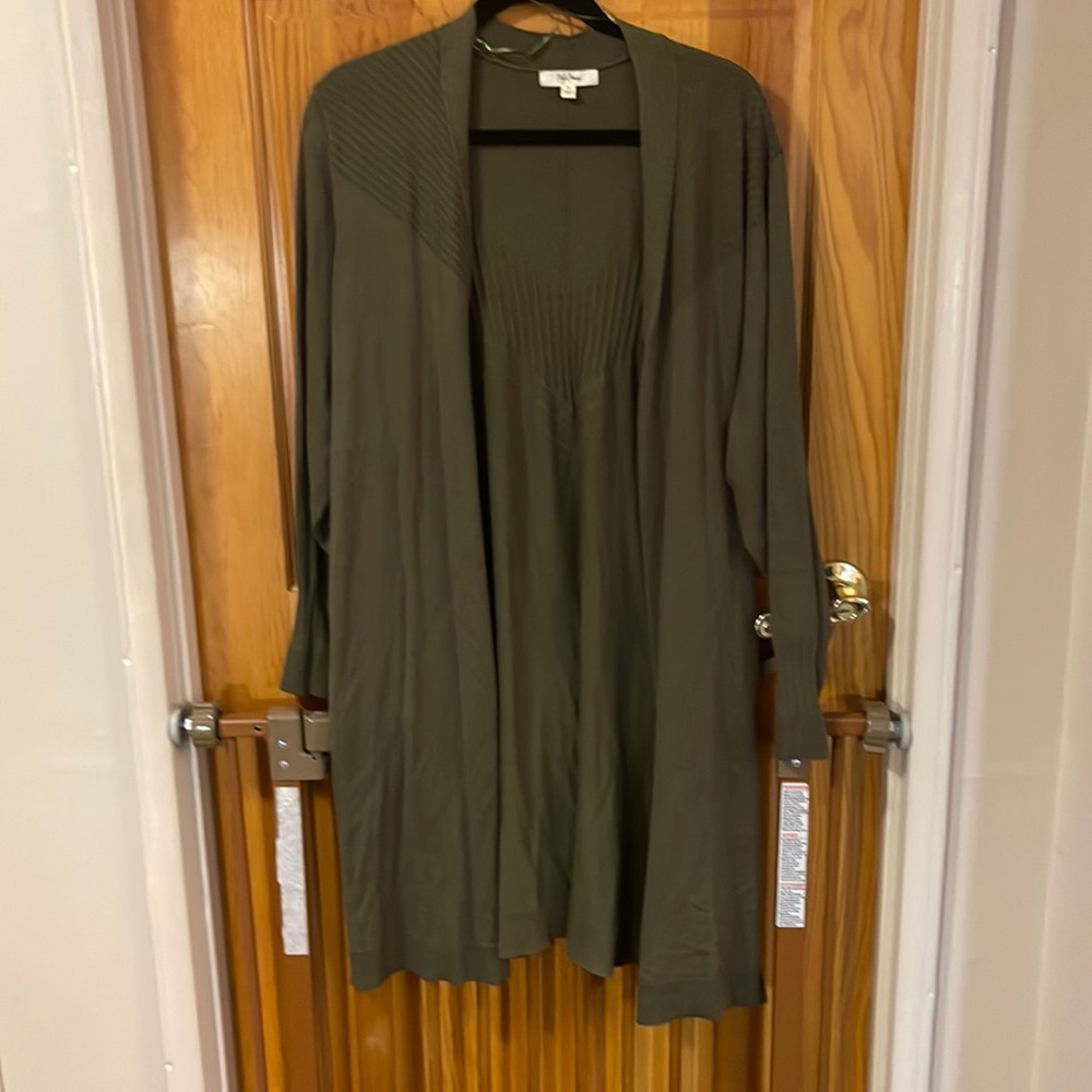 Long sweater light weight olive green